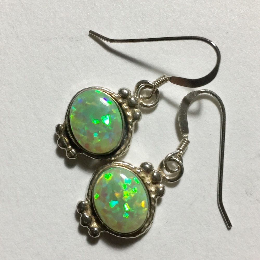Opal & Sterling Silver Earrings